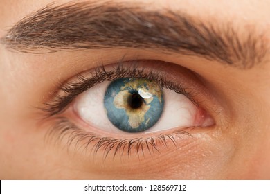 The earth inside of a man's eye