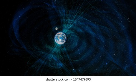 Earth Magnetic Fields, Elements Of This Image Furnished By NASA.