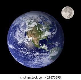 Earth And Moon Like Mother And Daughter In Outer Space