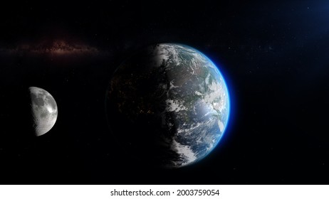 Earth Moon Space Milky Way Stock Photo 2003759054 | Shutterstock