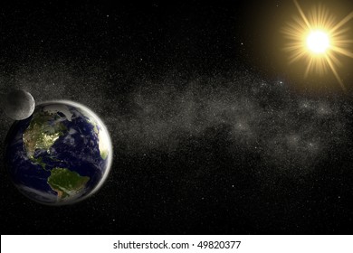 Earth, Moon And Sun