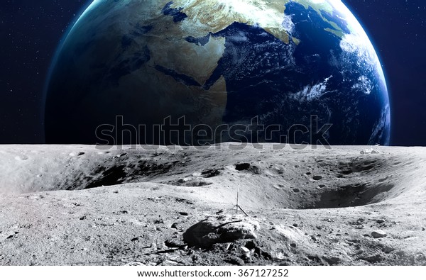 The Earth from moon surface. This image elements\
furnished by NASA.