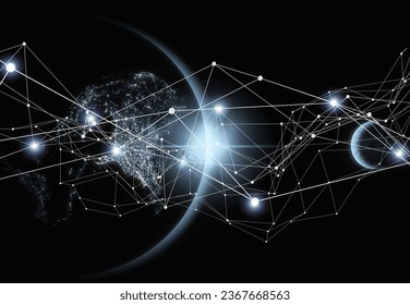 Earth and network for globe data concept