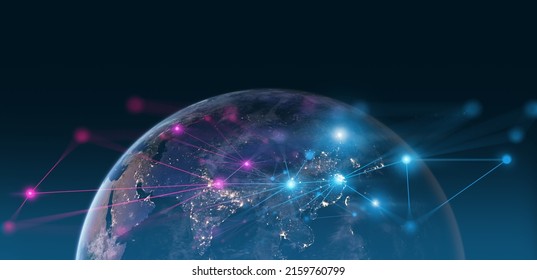 Earth And Network Of Internet Satellite For Telecom,globe Data Cloud Storage Of 5g, Global Networking Of Social Data Communication ,Elements Of This Image Furnished By NASA