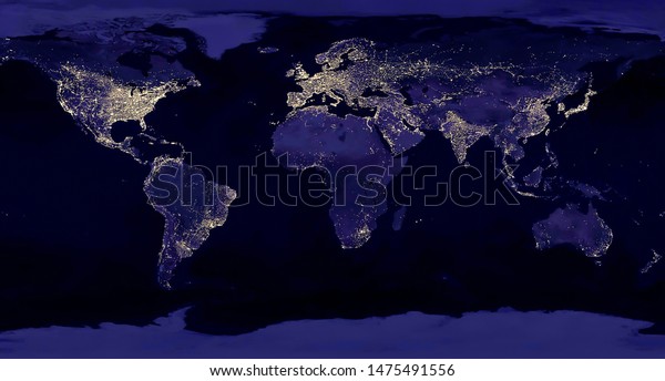 Earth Night View Space Map City Stock Photo Edit Now