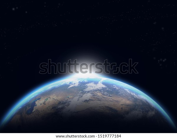 Earth in the\
outer space. Planet Earth from space 3D illustration. Elements of\
this image furnished by\
NASA