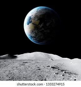 Earth planet and moon in space. Elements of this image furnished by NASA - Shutterstock ID 1333274915