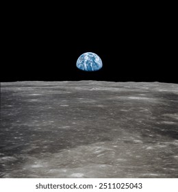 Earth Rising Over the Moon’s Horizon Captured from Lunar Surface During Space Exploration. Elements of this image furnished by NASA
 - Powered by Shutterstock