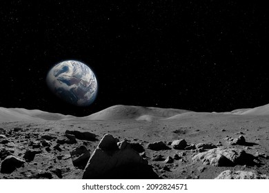 The Earth seen from the Moon. Assembly of photos from the NASA's catalog.