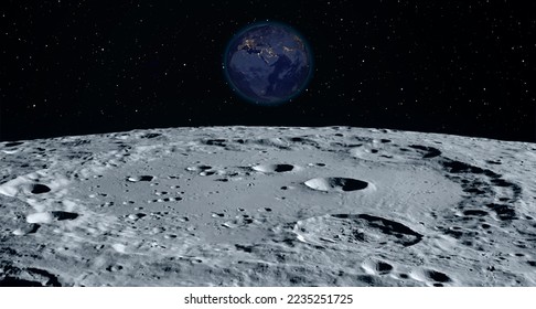 The Earth as Seen from the Surface of the Moon "Elements of this Image Furnished by NASA"