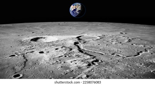 The Earth as Seen from the Surface of the Moon "Elements of this Image Furnished by NASA" - Powered by Shutterstock