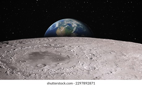 The Earth as Seen from the Surface of the Moon "Elements of this Image Furnished by NASA" - Shutterstock ID 2297892871