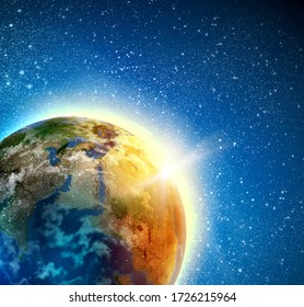 Earth in space. Planet Earth view. World Globe from Space
