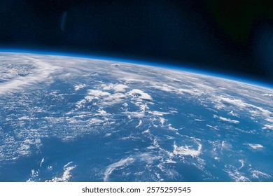Earth from space with shining background. Outer space earth atmosphere celestial show. Earth in space. Earth atmosphere. Blue planet in space. Elements of this image furnished by NASA