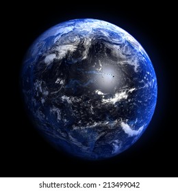 The Earth From Space Showing The Pacific Ocean. Elements Furnished By NASA. Other Orientations Available. 