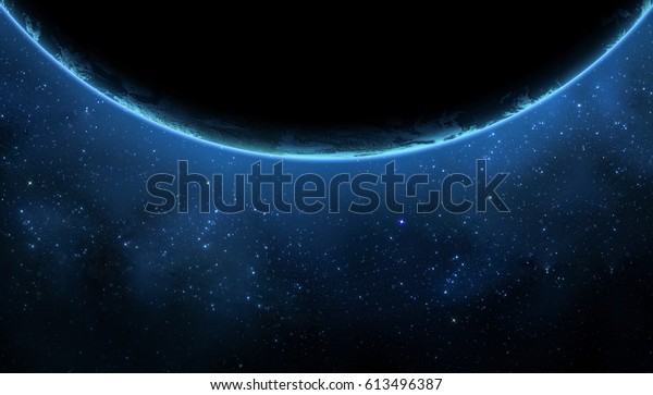 Earth in the space. Stars on the\
background. Place for text and infographics. Elements of this image\
furnished by NASA. Astronomy and science\
concept
