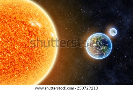 Earth and the Sun - Elements of this Image Furnished By NASA