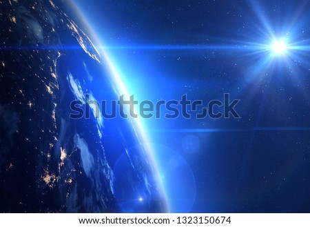 Earth, Sun and Space. Elements of this image furnished by NASA