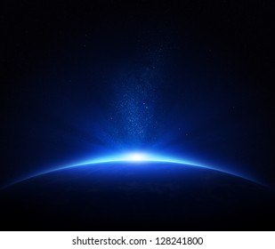 Earth - sunrise in deep blue space