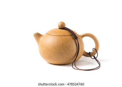 Earthenware Chinese Tea Pot Isolate On White Background