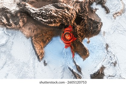 Earthquake aftermath in Myanmar. Map of seismic impact, destruction zone, affected areas. Natural disaster, tectonic activity, crisis response. Emergency relief, humanitarian aid, rescue, recovery, 3D