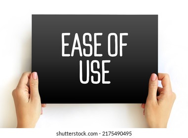 Ease of Use - basic concept that describes how easily users can use a product, text concept on card - Shutterstock ID 2175490495
