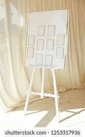 Easel at the wedding with a list of seating guests at the celebration