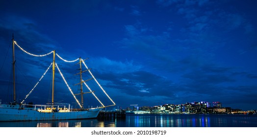 East Boston Seaport Shipyard At Night