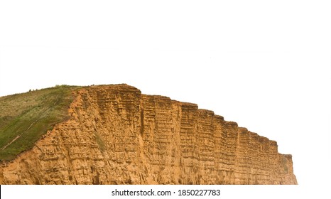 East Cliff In West Bay (Dorset, UK) Isolated On White Background