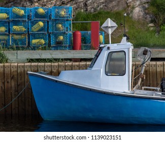 East Coast Lobster Fishing Boat With Colorful Traps