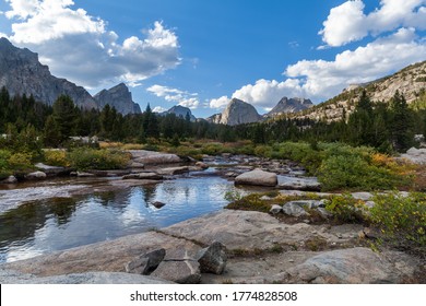 The East Fork River in the Wind River Range of Wyoming. Left to right, Ambush Peak, Raid Peak and Midsummer Dome are seen to the north. - Powered by Shutterstock