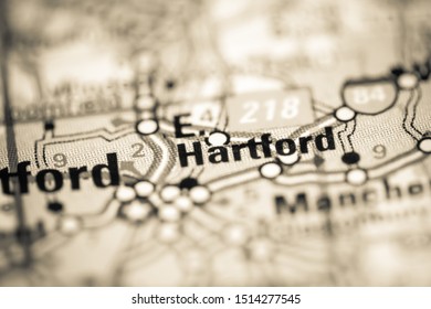 East Hartford. Connecticut. USA On A Geography Map