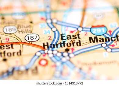 East Hartford. Connecticut. USA On A Geography Map