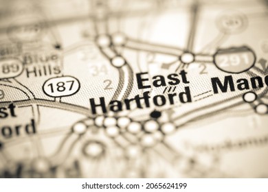 East Hartford. Connecticut. USA On A Geography Map