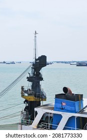 East Java, Indonesia, November 1, 2021. The Chimney Or Funnel On A Ship Is Used To Expel Boiler Steam, Smoke, And Exhaust Gases From The Engine Room Into The Outside Air.