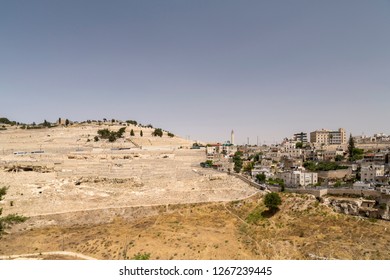 East Jerusalem, West Bank, Palestine / Israel - June 16, 2018: Generic Architectural View Of Silwan, Arab Village On The Mount Of Olives Across The Old City Walls Of Jerusalem.