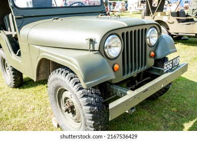 East Kirkby, Lincolnshire, UK – June 02 2022. The front end of a World War 2 off road jeep 