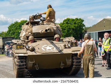 East Kirkby, Lincolnshire, UK – June 02 2022. World War 2 re-enactment – armoured battle tanks 