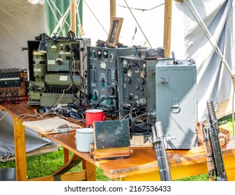 East Kirkby, Lincolnshire, UK – June 02 2022. World War 2 radio communication systems 