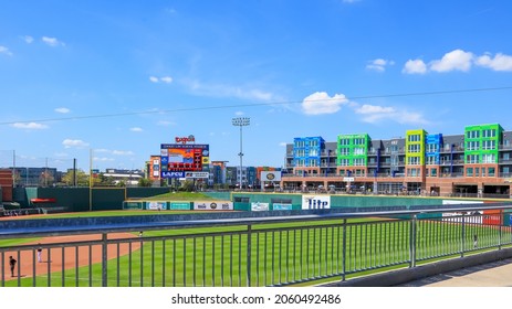 EAST LANSING, MI -22 AUGUST 2020- Outfield Of The Cooley Law School Baseball Field In Lansing, Michigan