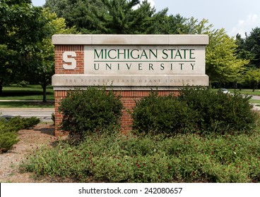EAST LANSING, MI - AUGUST 1: An entrance to Michigan State University located in East Lansing, Michigan on August 1, 2014. MSU is a public research university founded in 1855.