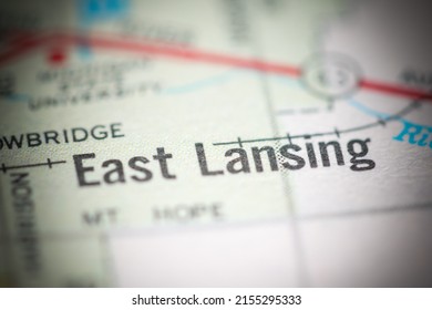 East Lansing. Michigan. USA On A Geography Map.