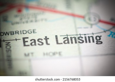 East Lansing. Michigan. USA On A Geography Map.