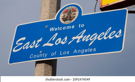 East Los Angeles, California, USA. 05/10/2018. Public street sign for the City of East Los Angeles, in California. 