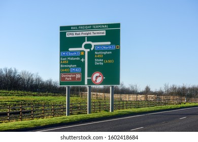 East Midlands Gateway, Leicestershire, UK. December 30th 2019. New Directional Signs For The New East Midlands Gateway For Industrial Estate And Rail Terminal.