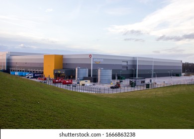 East Midlands Gateway, Leicestershire, United Kingdom. March 7 2020: Amazon Depot At East Midlands Gateway Industrial Pakr And Freight Rail Centre.