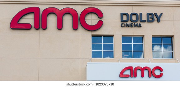 East Northport, New York, USA - 1 September 2020: The Outside Of An AMC Dolby Cinema Movie Theater Building.