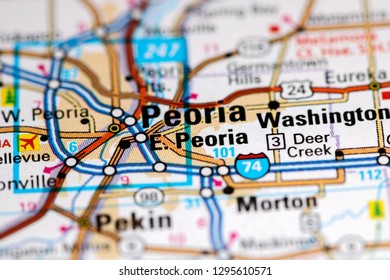 East Peoria. Illinois. USA on a map