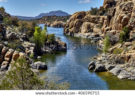 East Side of Watson Lake, Prescott, Arizona, USA situated in Boulders