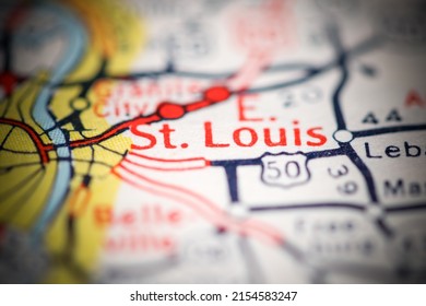 East St. Louis. Illinois. USA On A Geography Map.